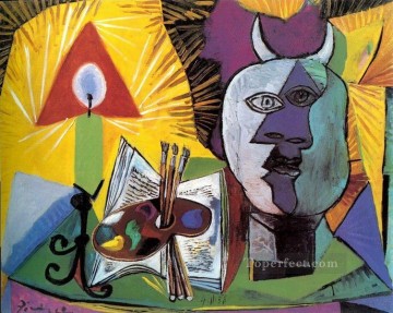 Minotaur Head Palette Candle 1938 Pablo Picasso Oil Paintings